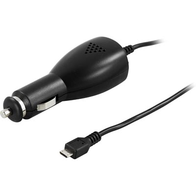 Deltaco USB Car Charger, USB Micro-B Male, 1A, Black
